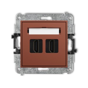 Mechanizm gniazda podwójnego HDMI 2.0, 4K Karlik MINI terakota 63MHDMI-4