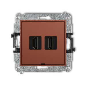 Mechanizm gniazda podwójnego HDMI 2.1, 8K, bez pola opisowego Karlik MINI terakota 63MHDMIBO-6