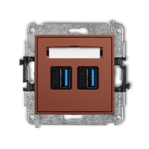 Mechanizm gniazda podwójnego 2xUSB A-A 3.0 Karlik MINI terakota 63MGUSB-6