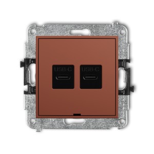 Mechanizm gniazda podwójnego 2xUSB C-C, bez pola opisowego Karlik MINI terakota 63MGUSBBO-8
