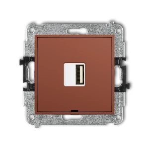 Mechanizm ładowarki USB pojedynczej USB A, 10W max., 5V, 2A, bez pola opisowego Karlik MINI terakota 63MCUSBBO-3