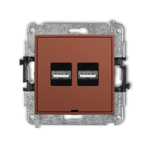 Mechanizm ładowarki USB podwójnej 2xUSB A, 15,5W max., 5V, 3.1A, bez pola opisowego Karlik MINI terakota 63MCUSBBO-6