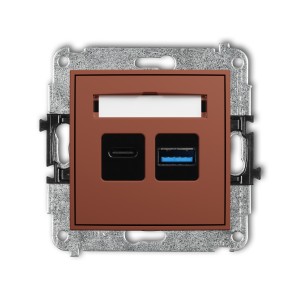 Mechanizm ładowarki USB podwójnej USB C + USB A, 20W max. Karlik MINI terakota 63MCUSB-8