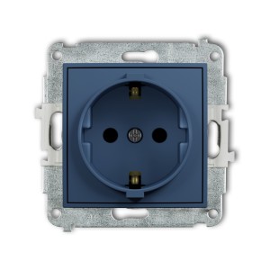 Mechanizm gniazda pojedynczego z uziemieniem SCHUKO 2P+Z (przesłony torów prądowych) Karlik MINI navy blue 64MGP-1sp