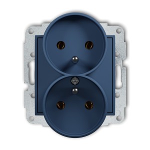 Mechanizm gniazda podwójnego do ramki z uziemieniem 2x(2P+Z) (bez przesłon torów prądowych) Karlik MINI navy blue 64MGPR-2z