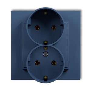 Gniazdo podwójne z uziemieniem SCHUKO 2x(2P+Z) (bez przesłon torów prądowych) Karlik MINI navy blue 64MGP-2s