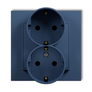 Gniazdo podwójne z uziemieniem SCHUKO 2x(2P+Z) (przesłony torów prądowych) Karlik MINI navy blue 64MGP-2sp