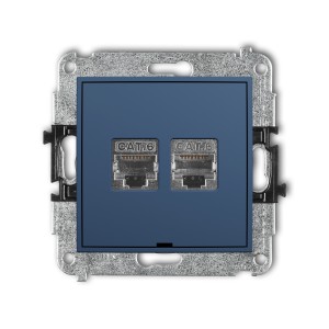 Mechanizm gniazda komputerowego podwójnego 2xRJ45, kat. 6, ekranowany, 8-stykowy, bez pola opisowego Karlik MINI navy blue 64MGKBO-6