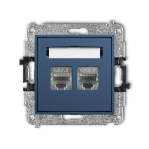 Mechanizm gniazda komputerowego podwójnego 2xRJ45, kat. 7, ekranowany, 8-stykowy Karlik MINI navy blue 64MGK-10