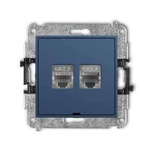 Mechanizm gniazda komputerowego podwójnego 2xRJ45, kat. 7, ekranowany, 8-stykowy, bez pola opisowego Karlik MINI navy blue 64MGKBO-10