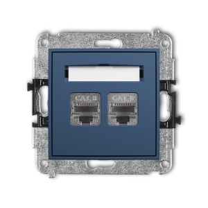 Mechanizm gniazda komputerowego podwójnego 2xRJ45, kat. 8, ekranowany, 8-stykowy Karlik MINI navy blue 64MGK-12