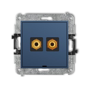 Mechanizm gniazda głośnikowego pojedynczego, bez pola opisowego (typu banan - czerwony i czarny, pozłacany, 4 mm2, skręcany) Karlik MINI navy blue 64MGGBO-4