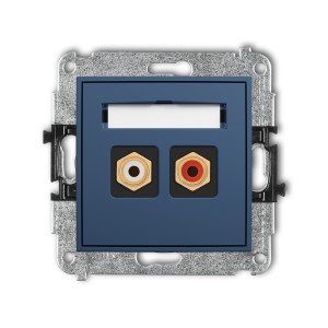 Mechanizm gniazda podwójnego RCA (typu cinch - biały i czerwony, pozłacany) Karlik MINI navy blue 64MGRCA-2