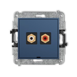 Mechanizm gniazda podwójnego RCA, bez pola opisowego (typu cinch - biały i czerwony, pozłacany) Karlik MINI navy blue 64MGRCABO-2