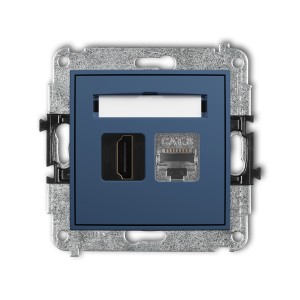 Mechanizm gniazda pojedynczego HDMI 2.1, 8K + gniazda komp. poj. 1xRJ45, kat. 8, ekranowany, 8-stykowy Karlik MINI navy blue 64MGHK-88
