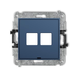 Mechanizm gniazda multimedialnego podwójnego bez modułu, bez pola opisowego (standard Keystone) Karlik MINI navy blue 64MGMBO-2P