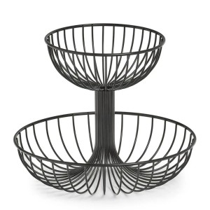 Zeller podwójna misa na owoce, metalowa, 32x26cm, czarna