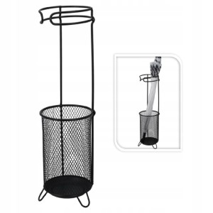 Stojak na Parasole metalowy 50 cm z ażurową siatką i uchwytem CZARNY LOFT