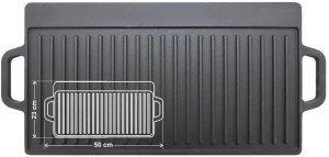 Płyta grillowa żeliwna dwustronna 50x23 cm do mięsa i warzyw