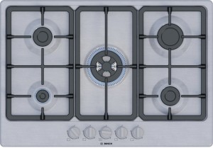 Bosch Serie 4, Płyta gazowa 75 cm, Stal, Ruszty żeliwne do mycia w zmywarce PGQ7B5K90