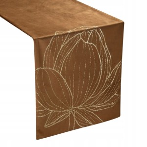 OBRUS BIEŻNIK WELUR VELVET 35X140 CM BRĄZOWY