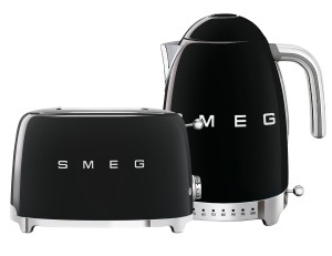 Czajnik SMEG KLF03BLEU  czarny 2400W + Toster SMEG TSF01BLMEU