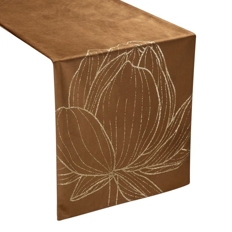 OBRUS BIEŻNIK WELUR VELVET 35X140 CM BRĄZOWY