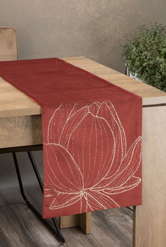 OBRUS BIEŻNIK WELUR VELVET 35X140 CM CEGLANY