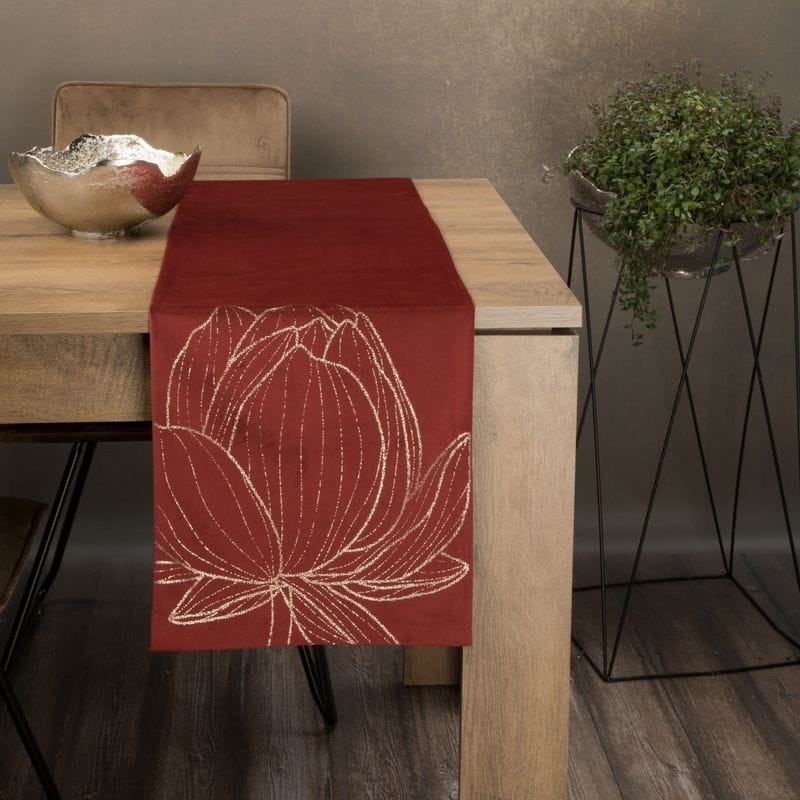 OBRUS BIEŻNIK WELUR VELVET 35X140 CM CEGLANY