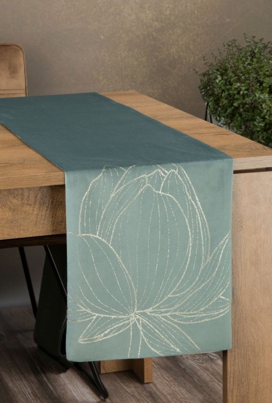 OBRUS BIEŻNIK WELUR VELVET 35X140 CM MIĘTOWY
