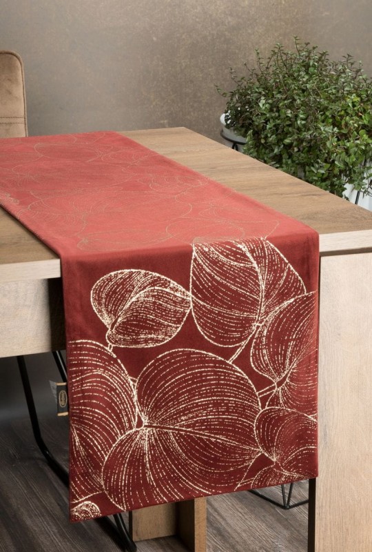 OBRUS WELUR VELVET BIEŻNIK 35X140 CM CEGLANY