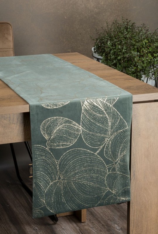 OBRUS WELUR VELVET BIEŻNIK 35X140 CM CIEMNOMIĘTOWY