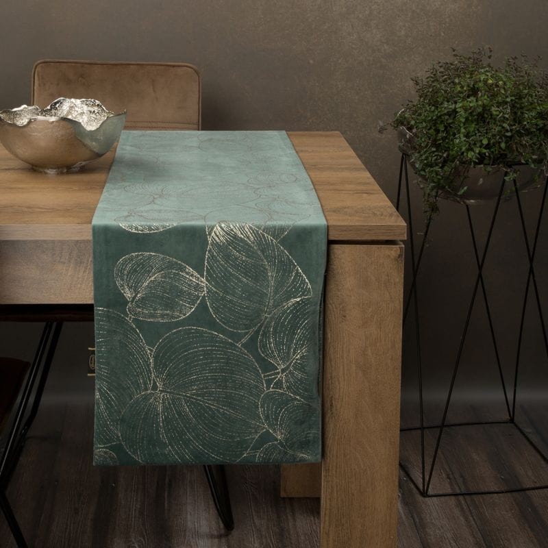 OBRUS WELUR VELVET BIEŻNIK 35X140 CM CIEMNOMIĘTOWY
