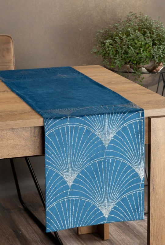 OBRUS WELUR VELVET BIEŻNIK 35X140 CM GRANATOWY
