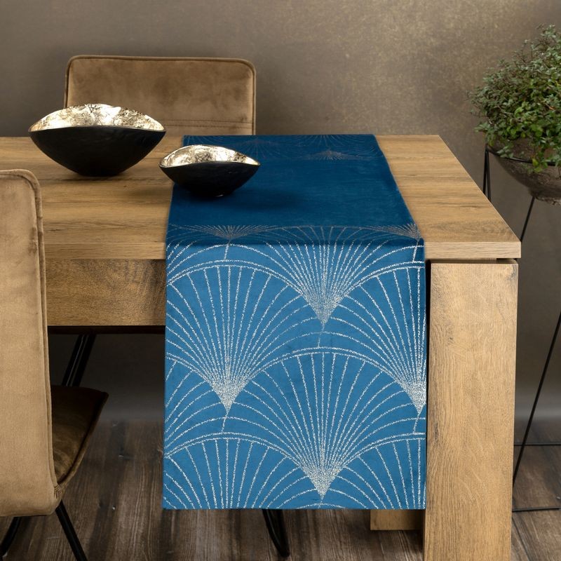 OBRUS WELUR VELVET BIEŻNIK 35X140 CM GRANATOWY