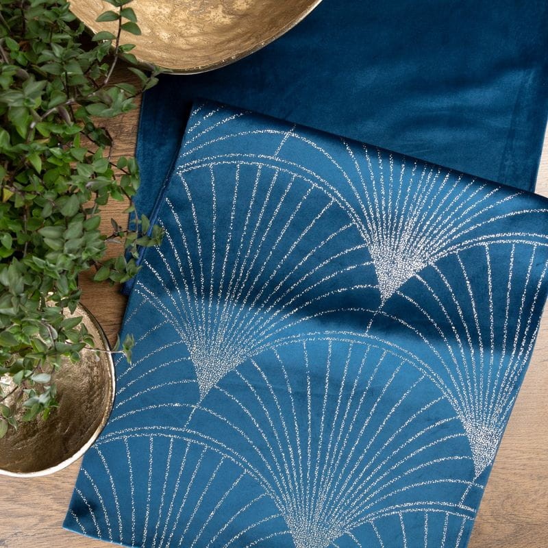 OBRUS WELUR VELVET BIEŻNIK 35X140 CM GRANATOWY