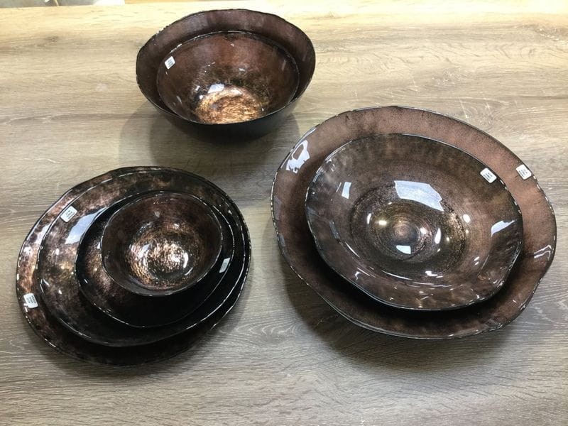 SZKLANA MISA DEKORACYJNA MISKA 29X28X12 CM BRĄZOWA