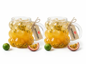 2x KUBKI SZKLANE BĄBELKOWE 350 ml W KSZTAŁCIE WINOGRON DO KAWY Z UCHEM