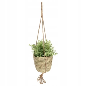 Kwietnik wiszący boho doniczka na sznurku beżowy 15 cm