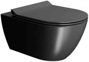 GSI Pura miska WC wisząca bez kołnierza Swirlflush czarna dual-mat 881526