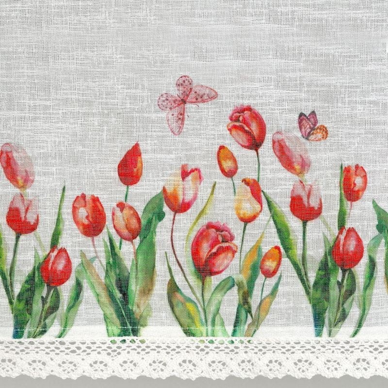 FIRANA ZAZDROSTKA W KWIATY NA TAŚMIE 150X30 BIAŁA