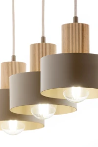RIF wood 3 lampa wisząca ciepły beż/drewno naturalne  Sigma lighting
