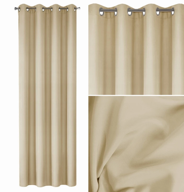 ZASŁONA 140x250 NA KOŁACH GŁADKA BEŻOWA