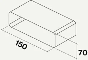 Łącznik prostokątny Falmec 150x70 mm do rur wentylacyjnych