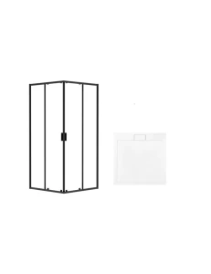 Besco Kabina prysznicowa kwadratowa Zarya Black + brodzik Axim ZKB-AX80-190