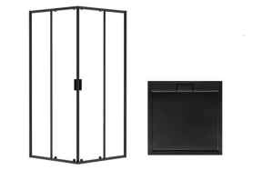 Besco Kabina prysznicowa kwadratowa Zarya Black + brodzik Axim SEN ZKB-AXS90-19