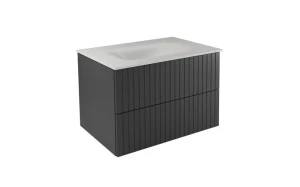 Besco Zestaw szafka Akya Linea gun metal z umywalką biały matt #KAL-66-MGB