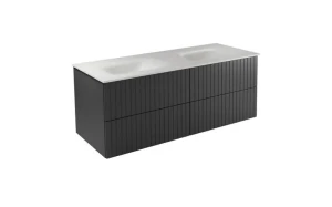 Besco Zestaw szafka Akya Linea 131 gun metal z umywalką biały matt #KAL-131 -MGC