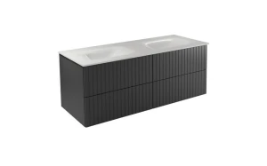 Besco Zestaw szafka Akya Linea 131 gun metal z umywalką biały połysk #KAL-131 -PGB