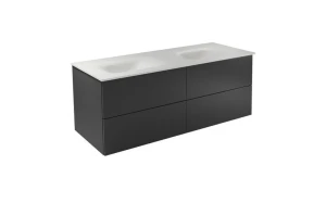 Besco Zestaw szafka Akya Classic 131 gun metal z umywalką biały matt #KAC-131 -MGW